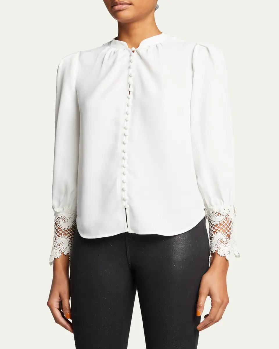 L'Agence Ava Lace-Cuff Blouse | Thumbnail 9