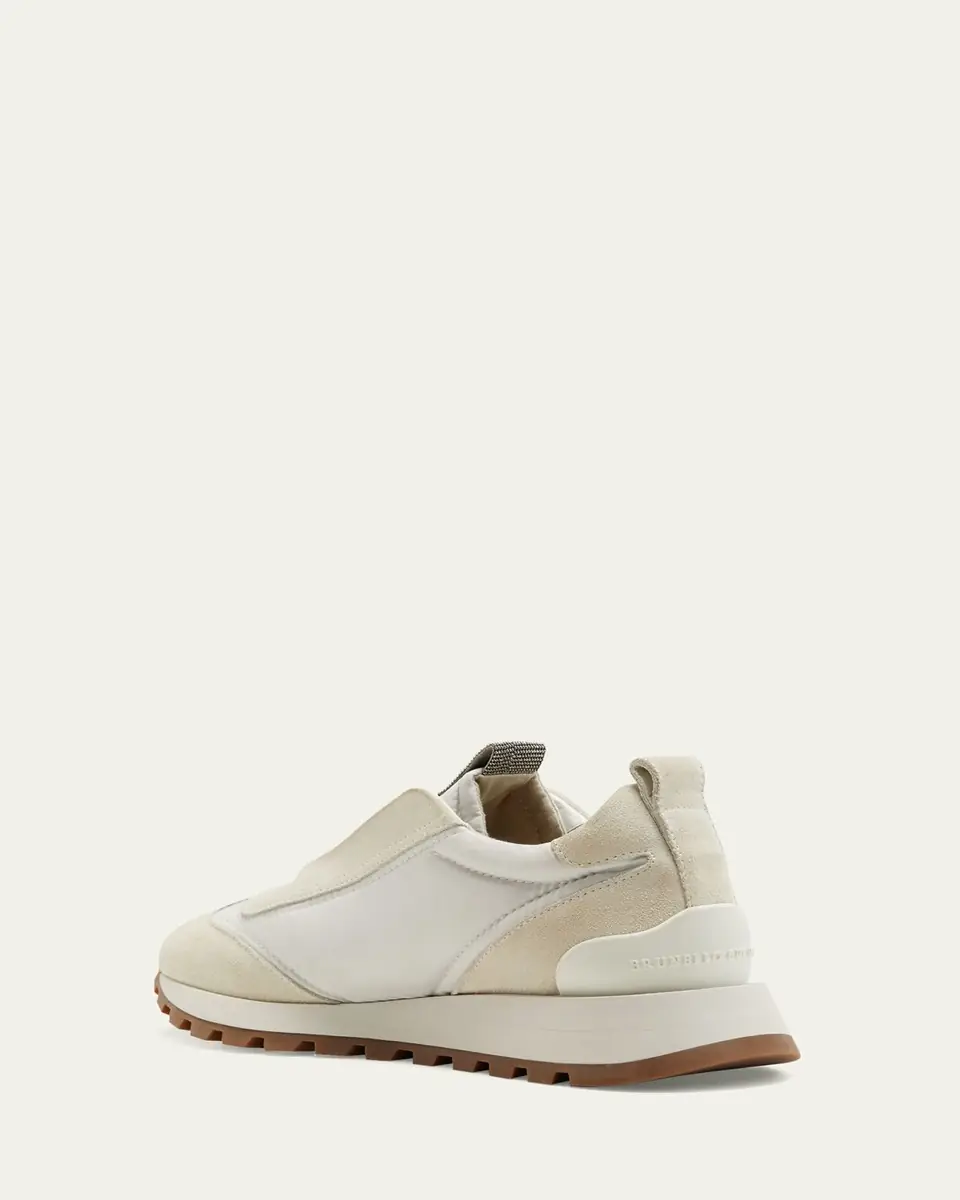 Brunello Cucinelli Mixed Leather Slip-On Runner Sneakers | Thumbnail 2 Brunello Cucinelli Mixed Leather Slip-On Runner Sneakers | Thumbnail 2