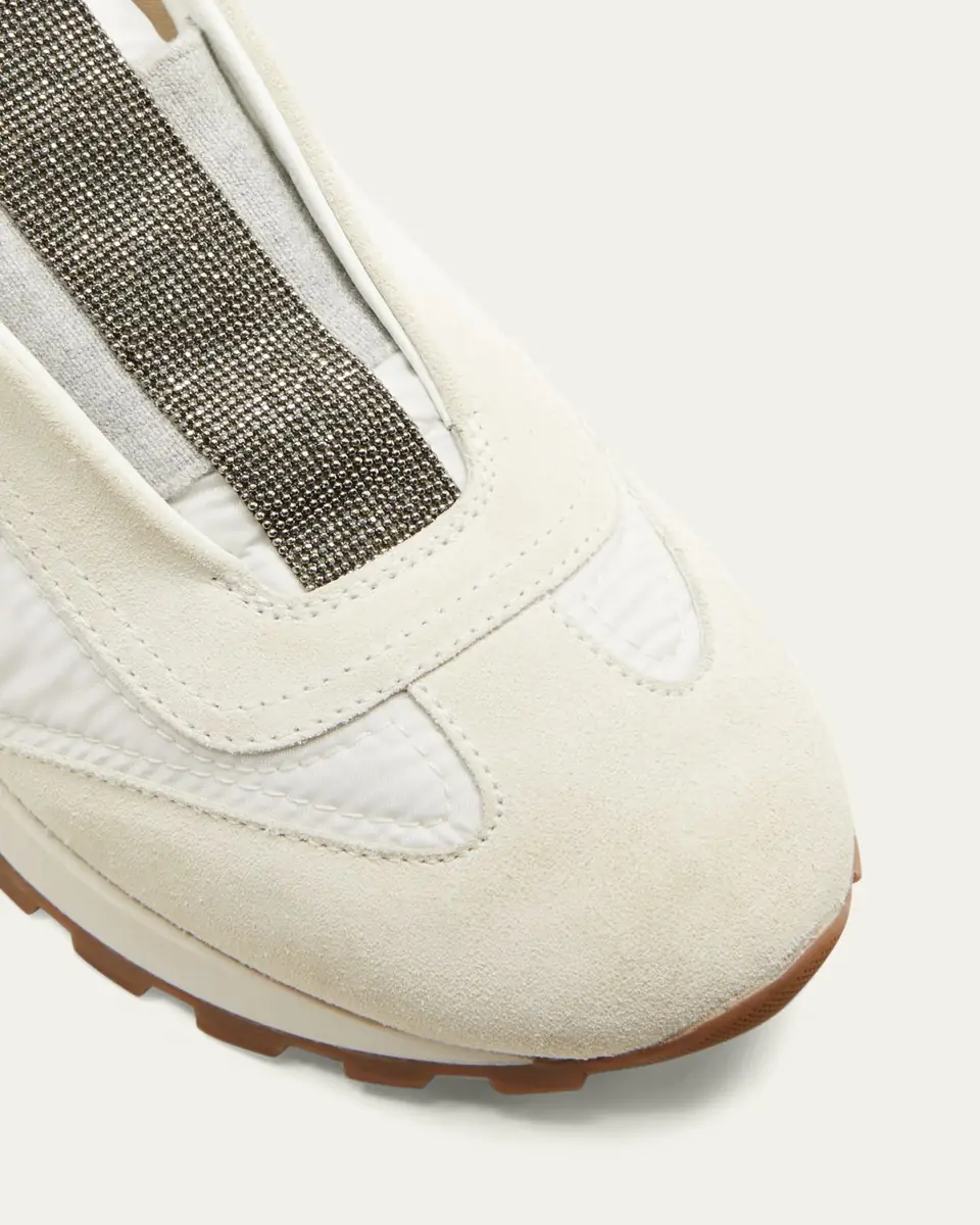 Brunello Cucinelli Mixed Leather Slip-On Runner Sneakers | Thumbnail 3 Brunello Cucinelli Mixed Leather Slip-On Runner Sneakers | Thumbnail 3