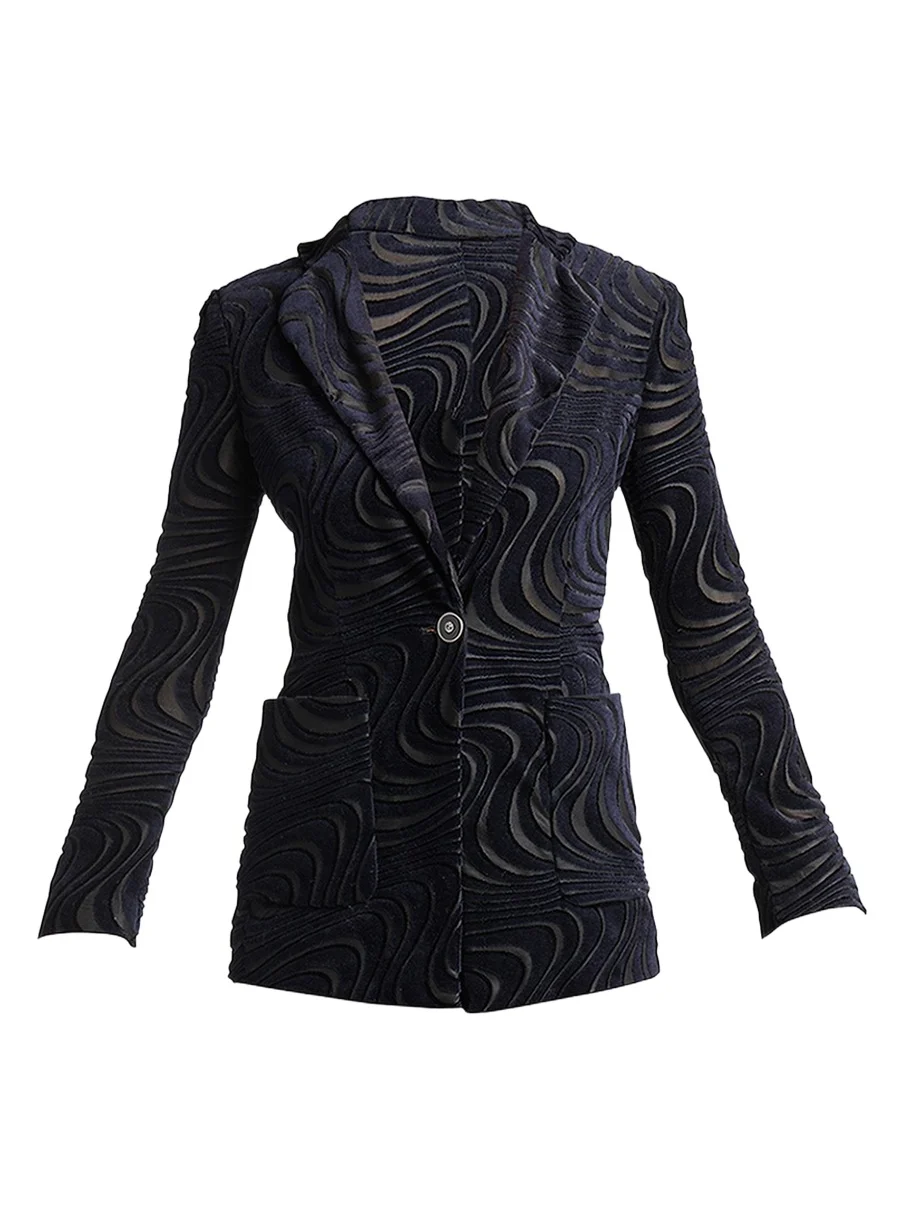 Swirl Jacquard Jersey Single-Breasted Blazer Jacket