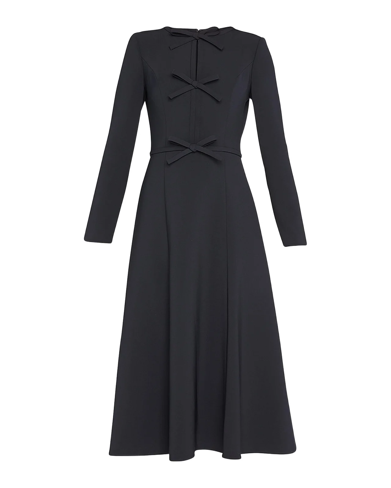 Triple Bow Keyhole-Front Midi Dress Triple Bow Keyhole-Front Midi Dress