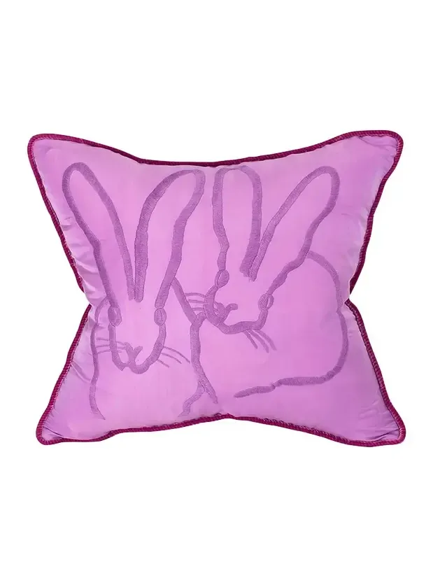 Hunt Slonem Hand-Embroidered Silk & Velvet Bunny Pillow, 20"