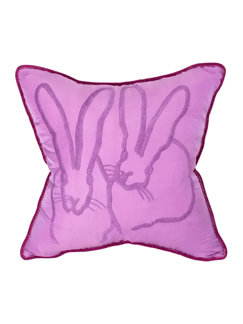 Hunt Slonem Hand-Embroidered Silk & Velvet Bunny Pillow, 20"