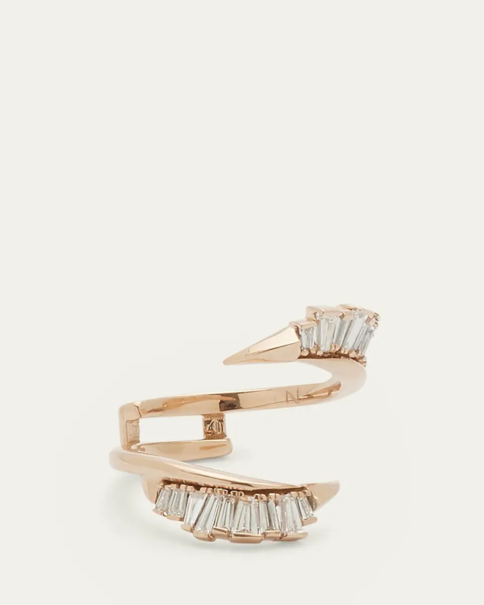 NAK ARMSTRONG Ruched Open Coil Ring Guard with White Diamonds and 20K Rose Gold | Thumbnail 3 NAK ARMSTRONG Ruched Open Coil Ring Guard with White Diamonds and 20K Rose Gold | Thumbnail 3