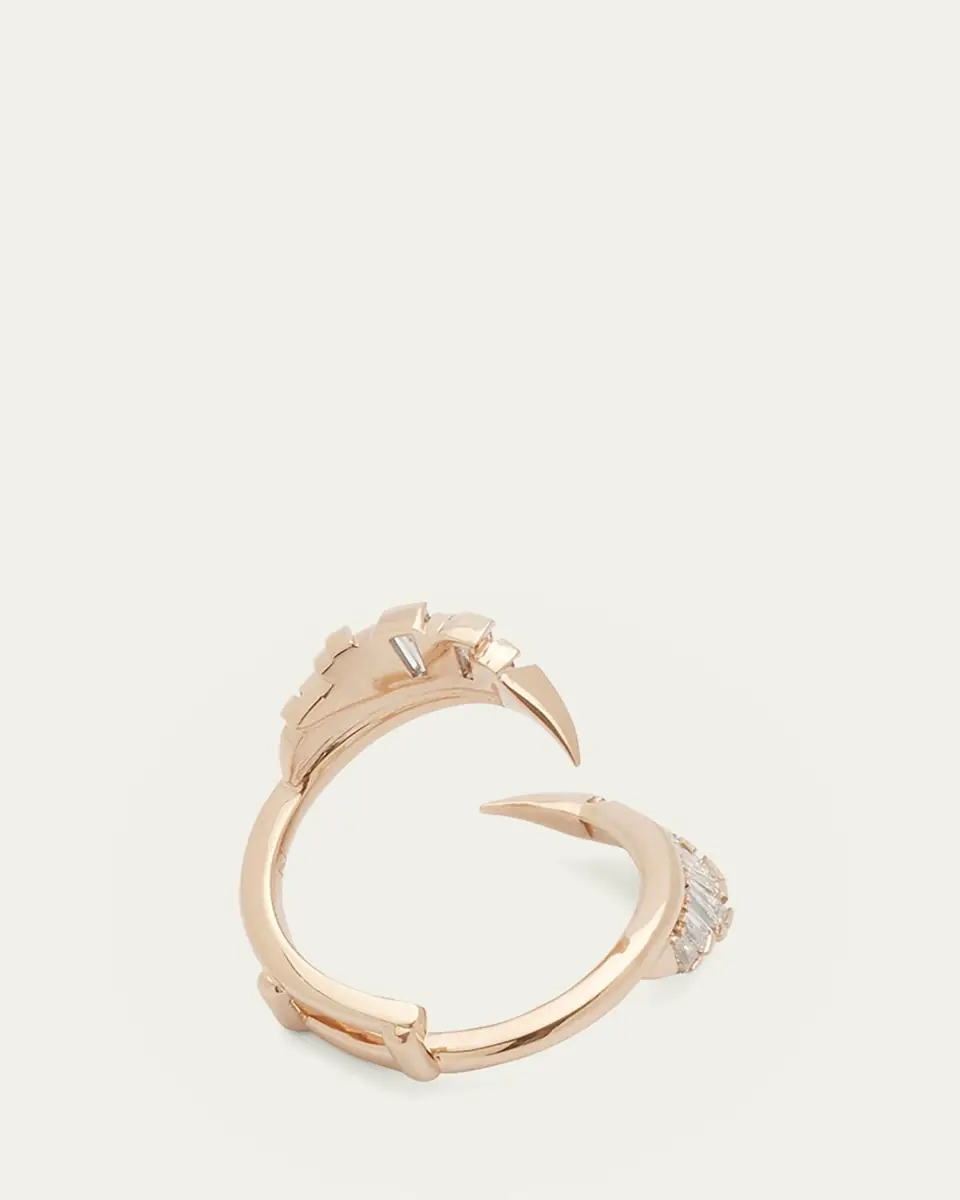 NAK ARMSTRONG Ruched Open Coil Ring Guard with White Diamonds and 20K Rose Gold | Thumbnail 4 NAK ARMSTRONG Ruched Open Coil Ring Guard with White Diamonds and 20K Rose Gold | Thumbnail 4