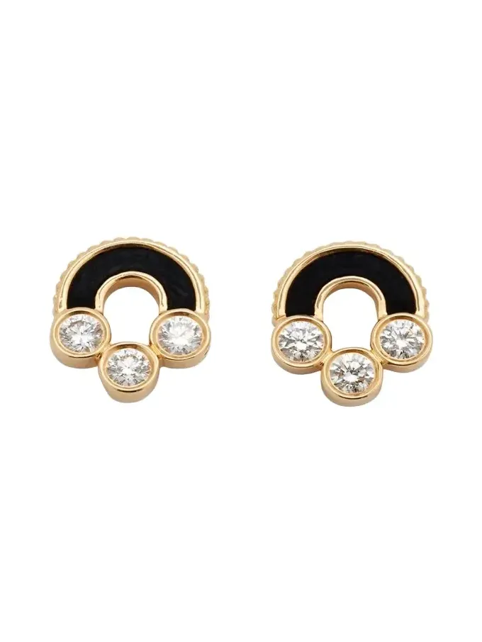 Magnetic Stud Earrings in Onyx, 18K Yellow Gold and Diamonds Magnetic Stud Earrings in Onyx, 18K Yellow Gold and Diamonds