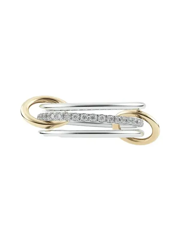 Sonny SG Gris Thin 3-Linked Ring in Sterling Silver and Gray Pave Diamonds with Yellow Gold Connectors Sonny SG Gris Thin 3-Linked Ring in Sterling Silver and Gray Pave Diamonds with Yellow Gold Connectors