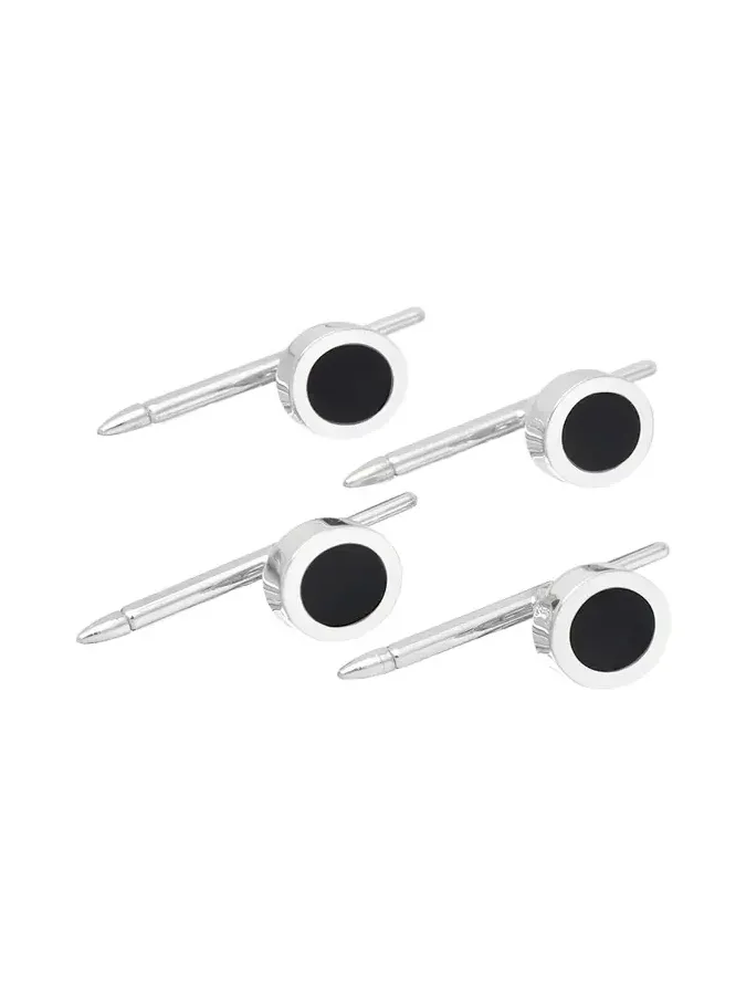 Men's 18K White Gold Black Onyx Shirt Studs Men's 18K White Gold Black Onyx Shirt Studs