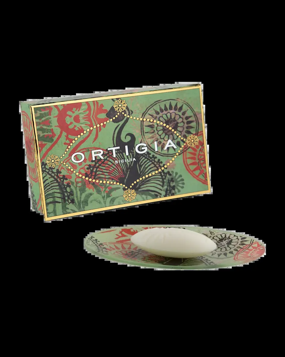 ORTIGIA 1.4oz Fico D India Glass Plate & Soap Set | Thumbnail 2