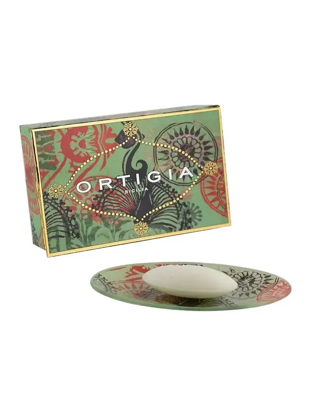 ORTIGIA 1.4oz Fico D India Glass Plate & Soap Set