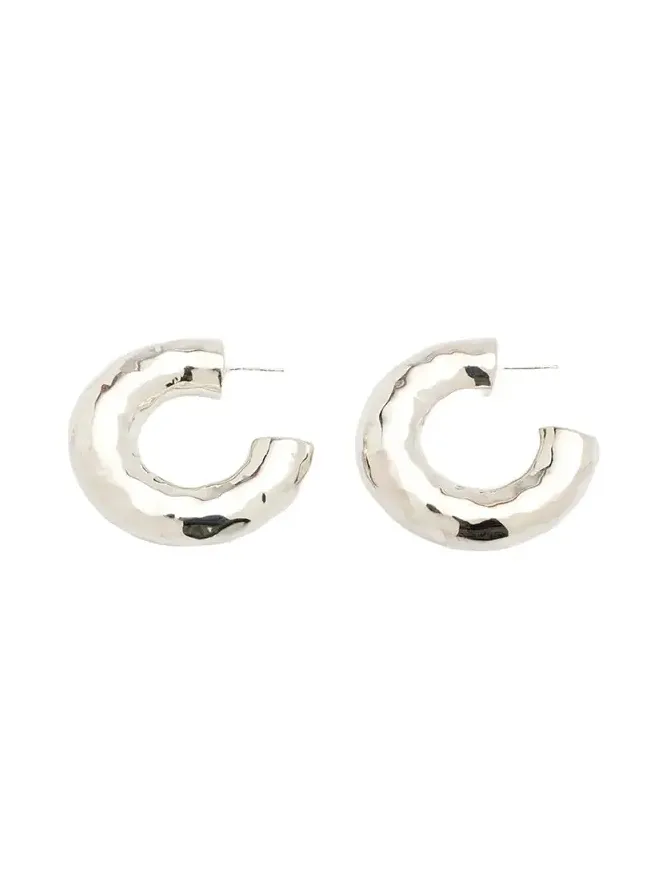 Hammered Medium Hoop Earrings in Sterling Silver