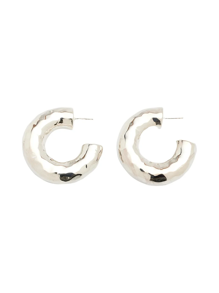 Hammered Medium Hoop Earrings in Sterling Silver