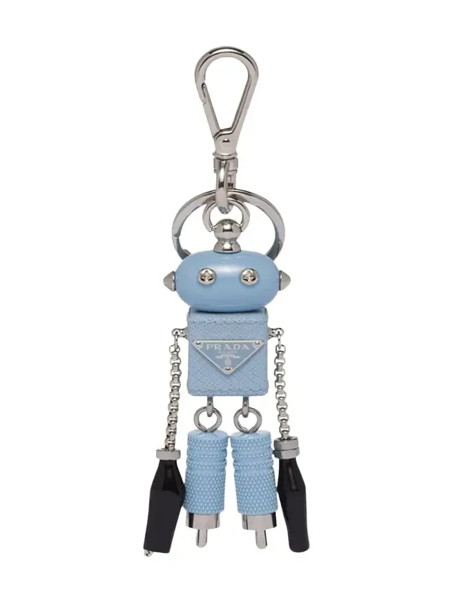 Prada Men's Saffiano Leather Edward Trick Robot Keychain