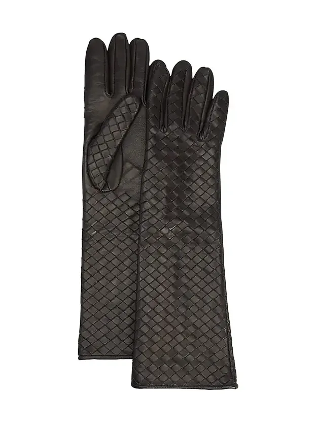 Bottega Veneta Woven Leather & Silk Gloves