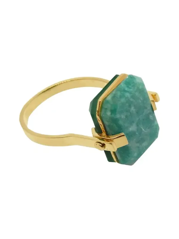 Deco Sandwich Ring with Amazonite and Green Agate
