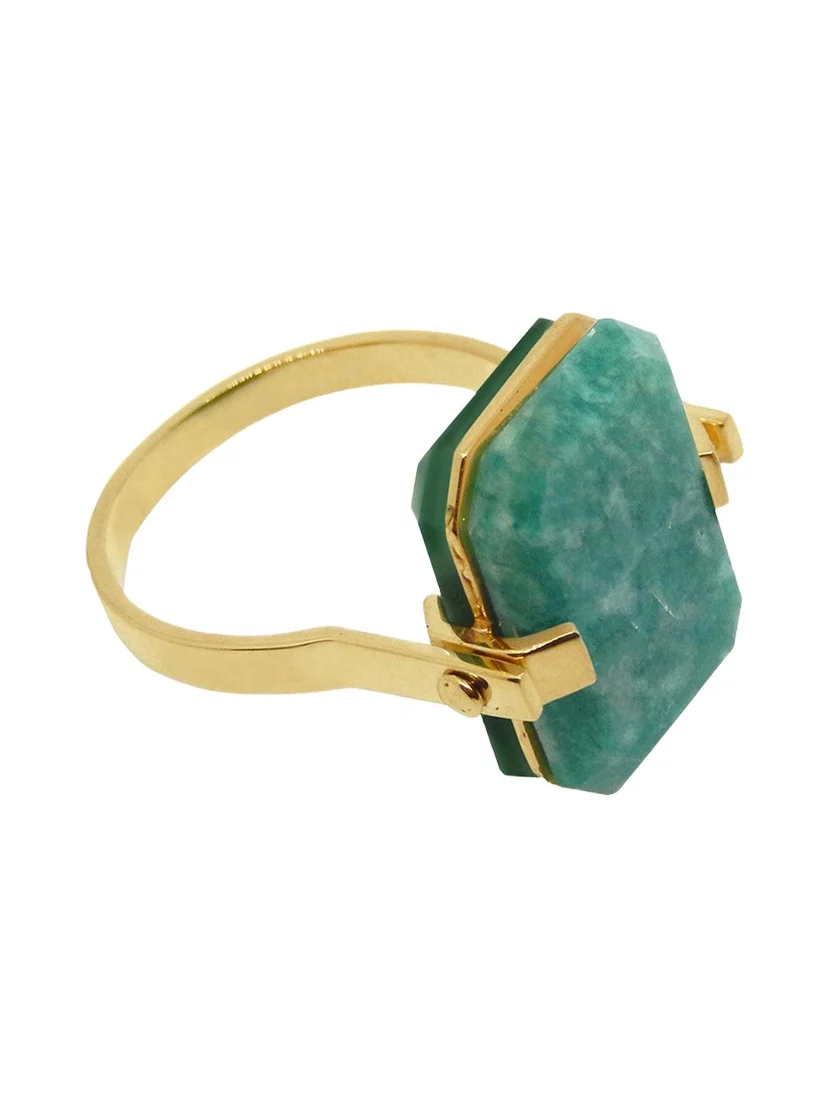 Aliita Deco Sandwich Ring with Amazonite and Green Agate
