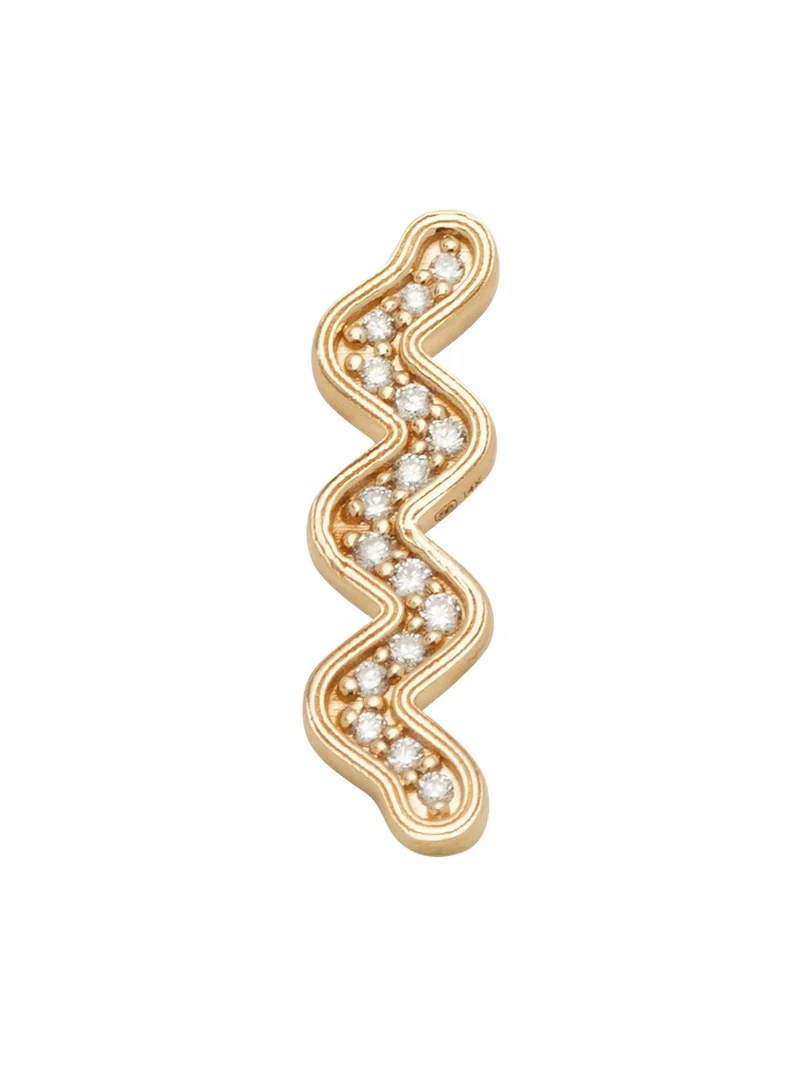 Sydney Evan Wavy Bar Ear Climber with Diamonds, Single