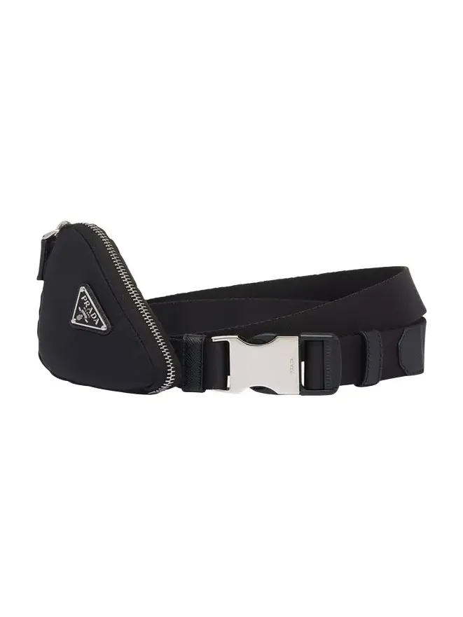 Prada Men's Nastro Nylon Belt w/ Zip Pouch