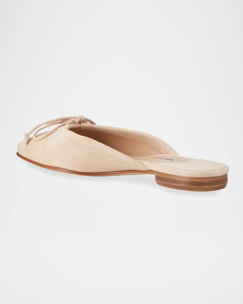 Manolo Blahnik Ballerimu Suede Bow Ballerina Flat Mules | Thumbnail 3