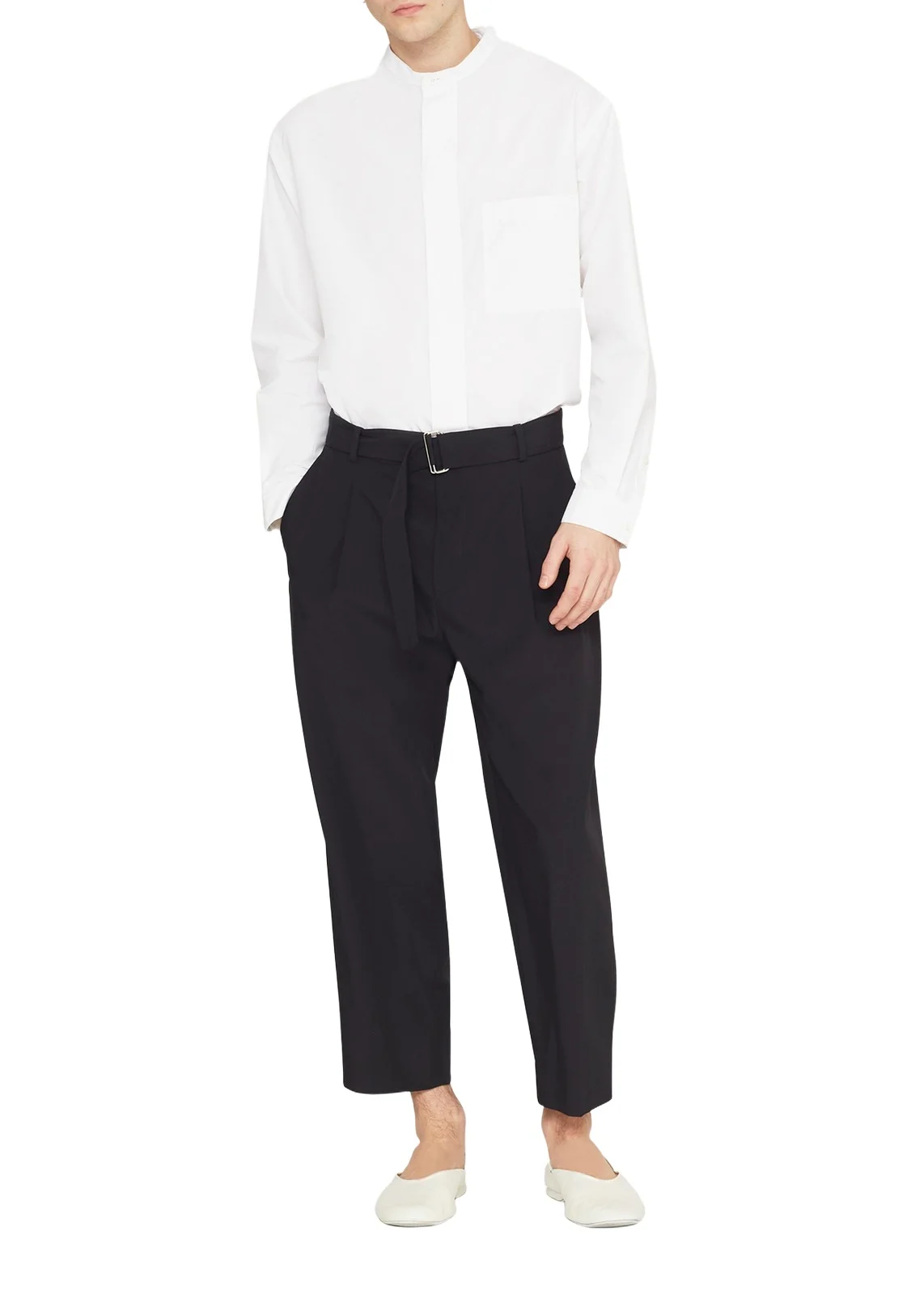 3.1 Phillip Lim Men's Cropped Wool-Blend Belted Trousers
