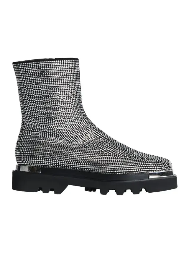 Peter Do Crystal Stud Zip Combat Boots
