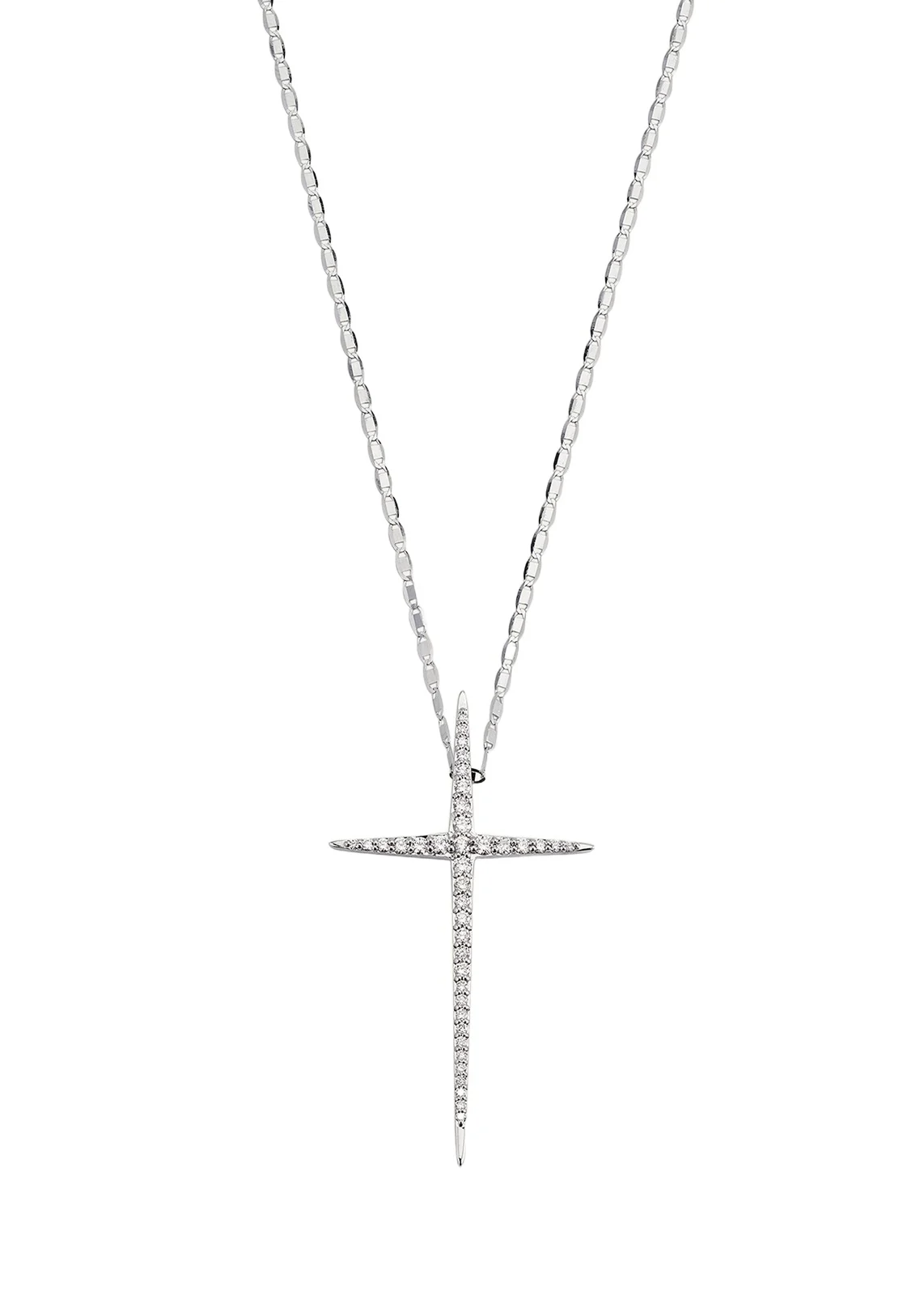 14K Gold Flawless Skinny Pointed Cross Pendant Necklace