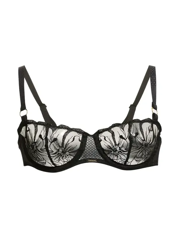 Fleur Floral-Embroidered Scalloped Demi Bra Fleur Floral-Embroidered Scalloped Demi Bra