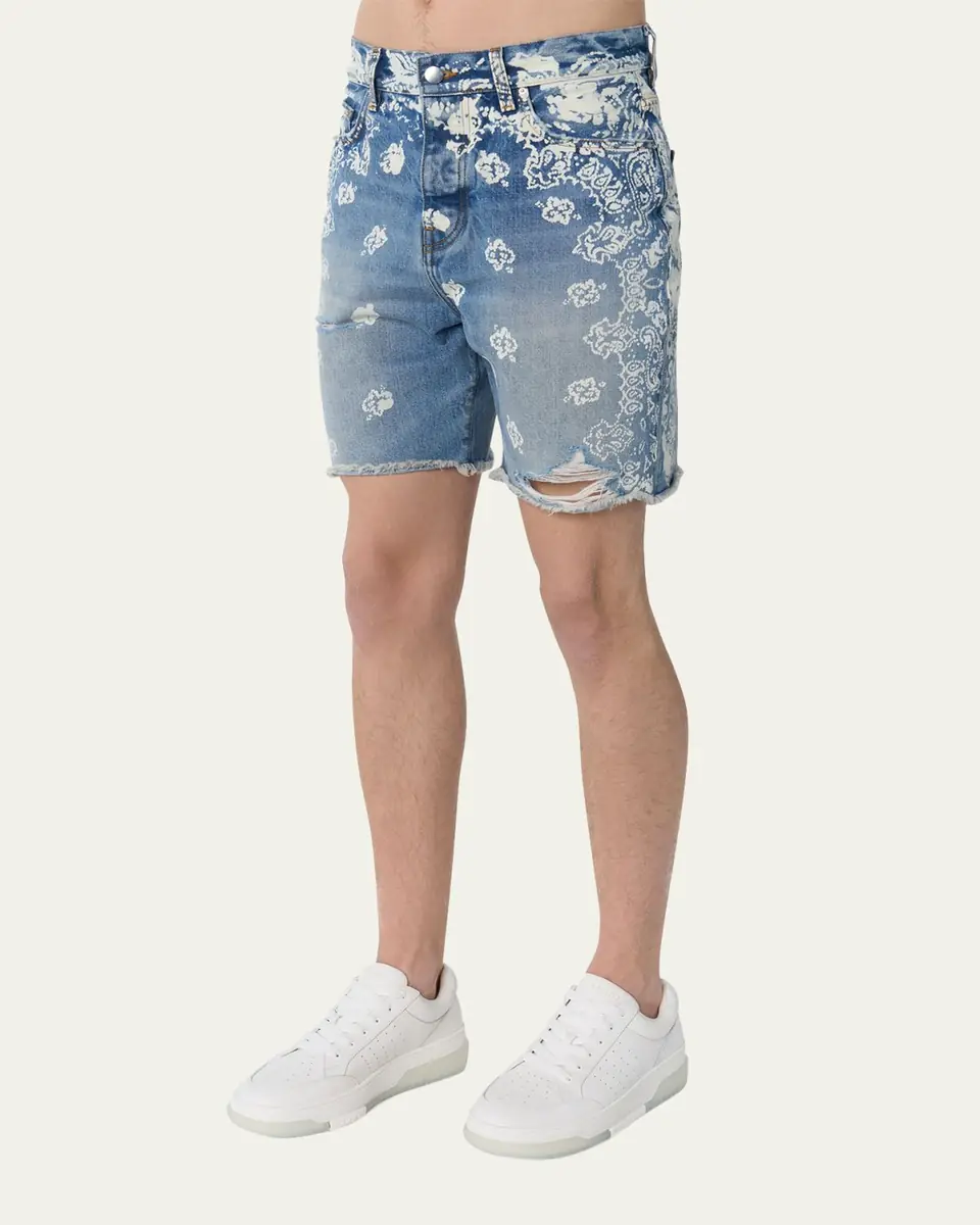 AMIRI Men's Bleach Bandana Denim Shorts | Thumbnail 4