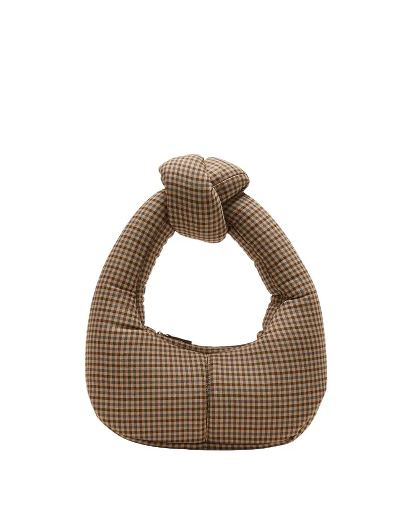 A.W.A.K.E. MODE Mia Gingham Knot Top-Handle Bag