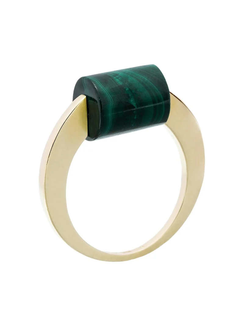 Deco Cylinder Ring with Malachite