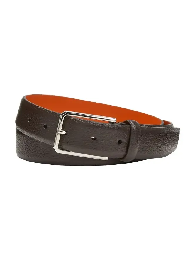 Men's Rectangle Buckle Grained Leather Belt Men's Rectangle Buckle Grained Leather Belt