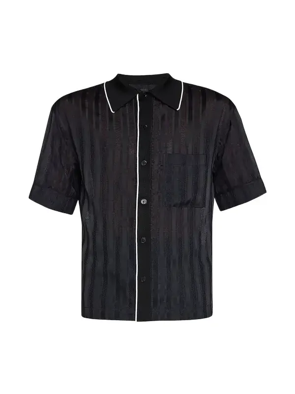 Men's Midnight Mesh Striped Bowling Shirt