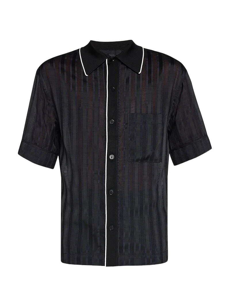 Men's Midnight Mesh Striped Bowling Shirt Men's Midnight Mesh Striped Bowling Shirt