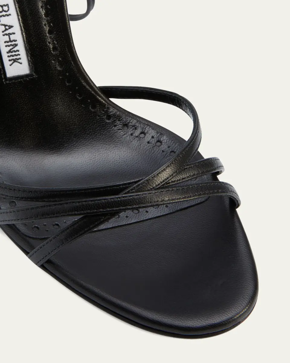Manolo Blahnik Leva Strappy Ankle-Wrap Sandals | Thumbnail 3