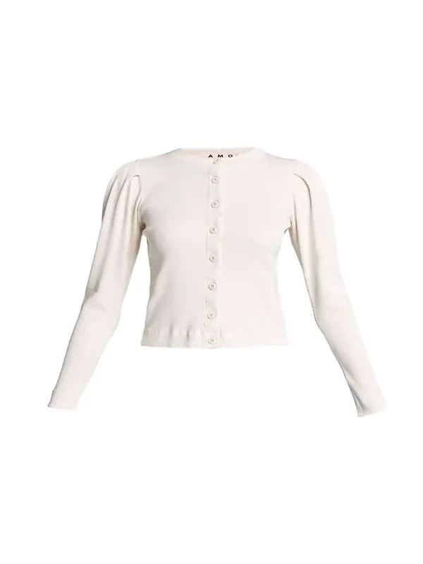 AMO Denim Puff-Sleeve Cardigan