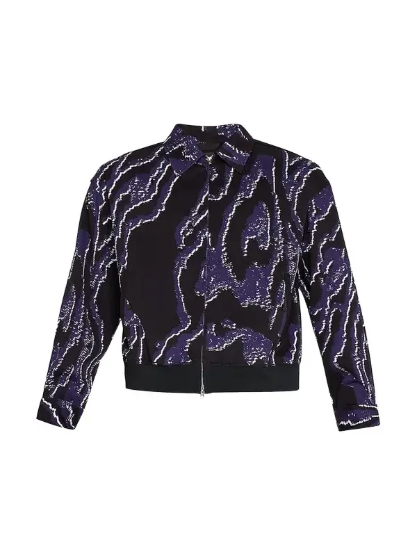 Men's Wood Grain-Print Bomber Jacket