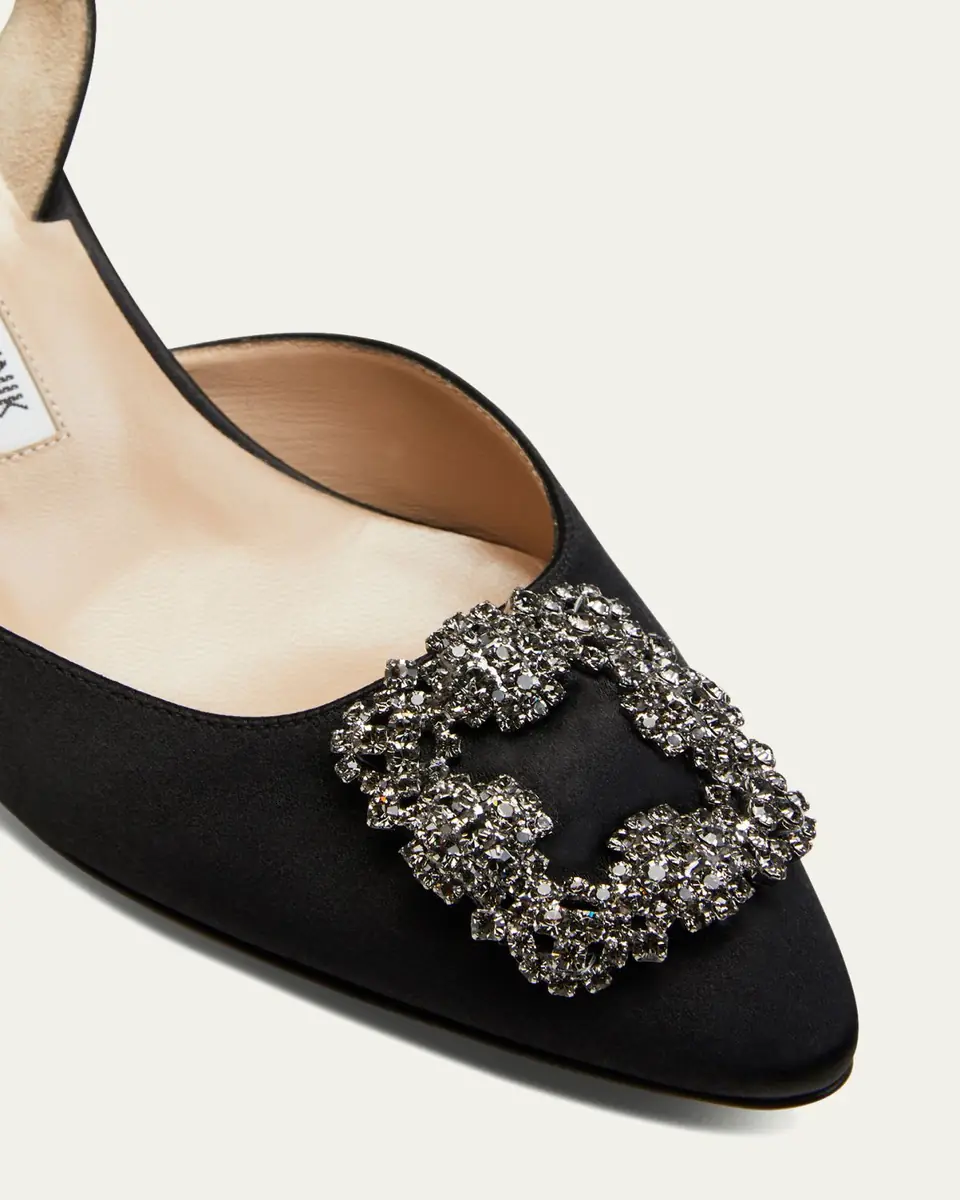 Manolo Blahnik Hangisi Kitten-Heel Satin Slingback Pumps | Thumbnail 5 Manolo Blahnik Hangisi Kitten-Heel Satin Slingback Pumps | Thumbnail 5
