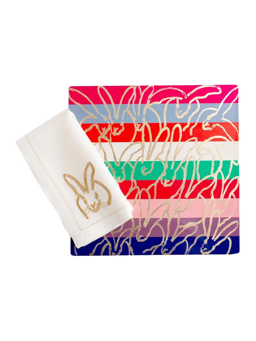 Hunt Slonem Banded Bunny Gold Leaf & Lacquer Placemat