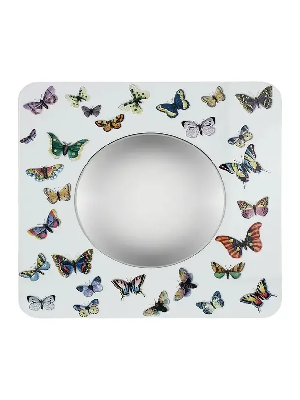 FORNASETTI Farfalle Convex Mirror with Square Frame