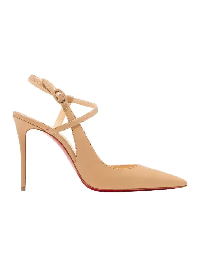 Jenlove Calfskin Red Sole Ankle-Strap High-Heel Pumps