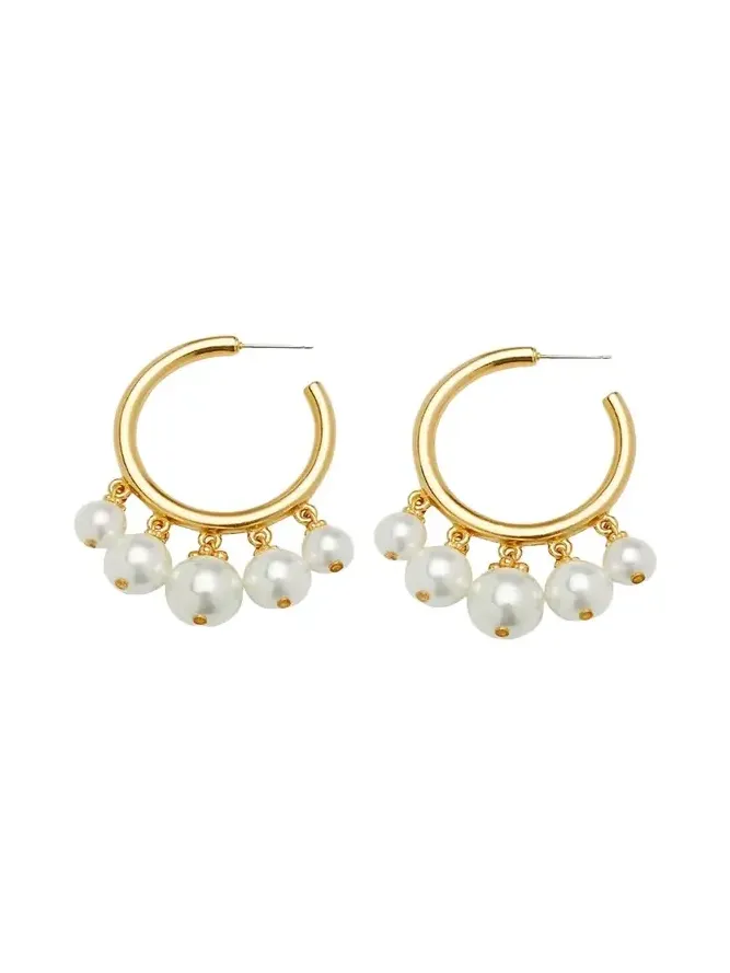 Pearly Drop Hoop Post Earrings Pearly Drop Hoop Post Earrings