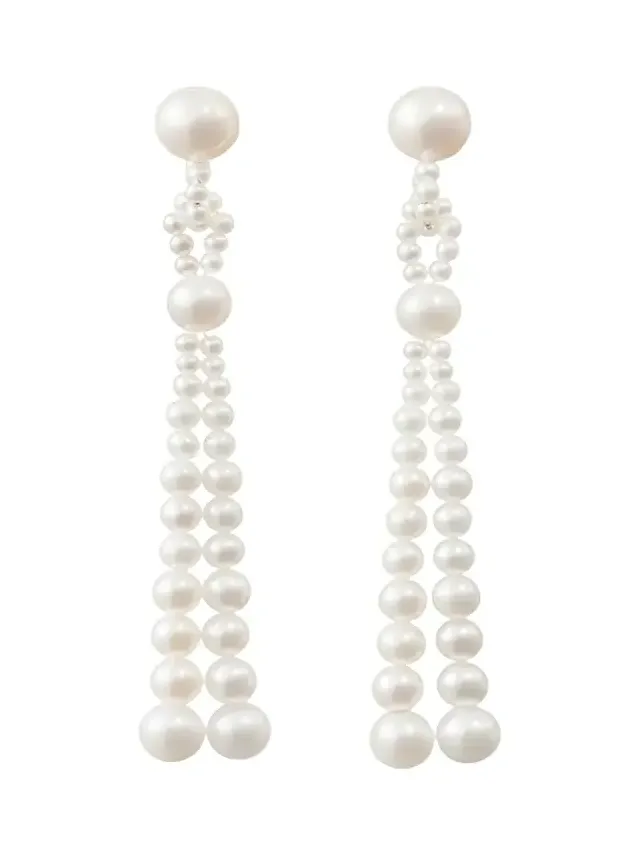 Sophie Bille Brahe Opera Freshwater Pearl Tassel Earrings