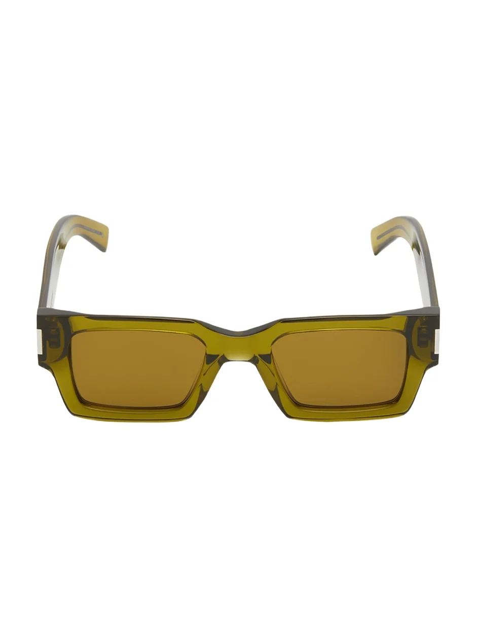 Saint Laurent Men's Rectangle Acetate Sunglasses with Logo