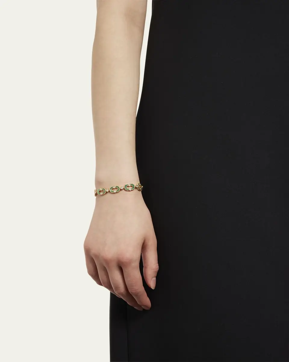 Viltier Magnetic Enchaine Malachite Bracelet in 18K Yellow Gold and Diamonds | Thumbnail 2