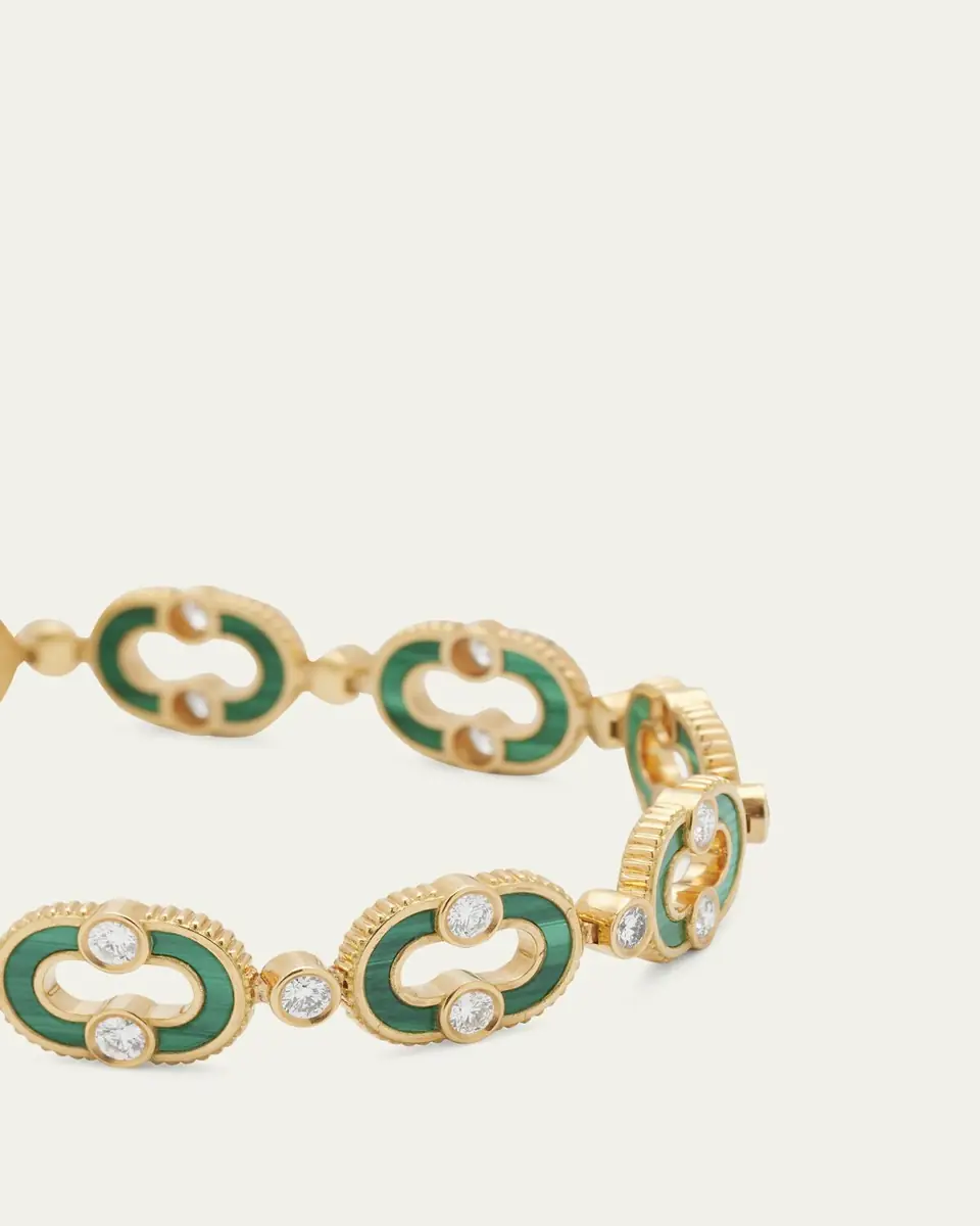 Viltier Magnetic Enchaine Malachite Bracelet in 18K Yellow Gold and Diamonds | Thumbnail 3