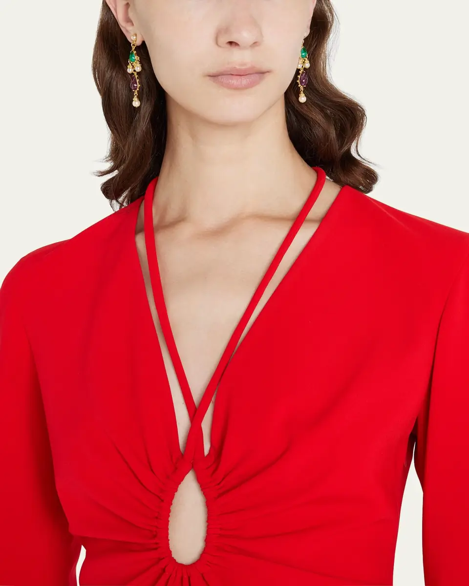 ben-amun Gold Stone and Pearly Earrings | Thumbnail 2