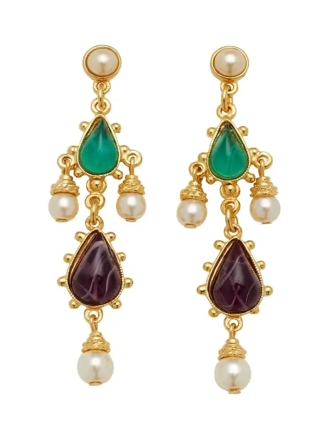 Gold Stone and Pearly Earrings Gold Stone and Pearly Earrings
