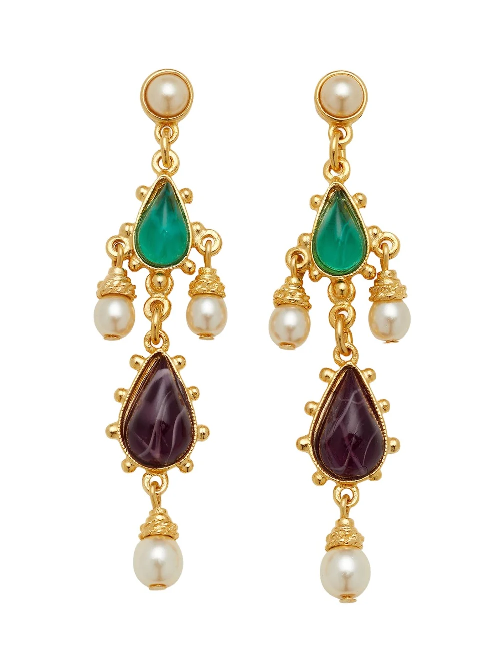 Gold Stone and Pearly Earrings Gold Stone and Pearly Earrings