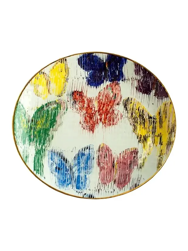 Hunt Slonem Butterfly Salad Plate with Gold Rim
