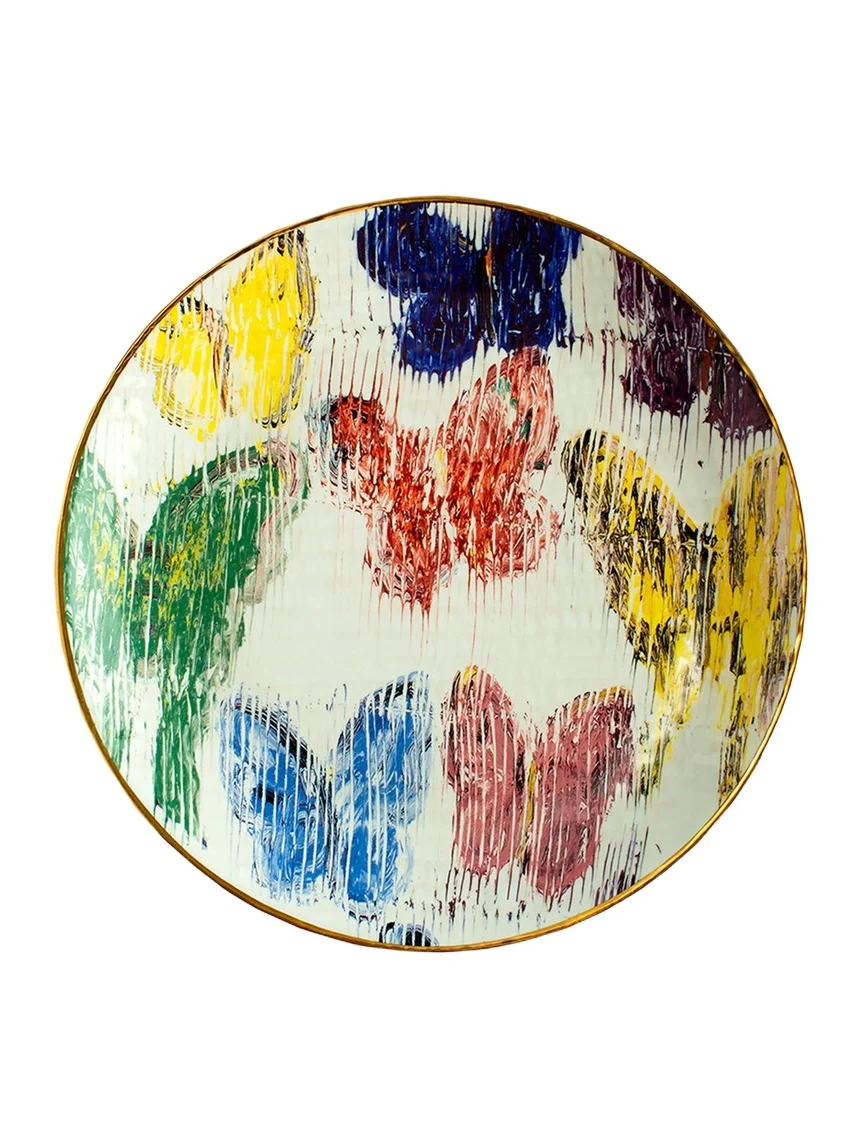 Hunt Slonem Butterfly Salad Plate with Gold Rim